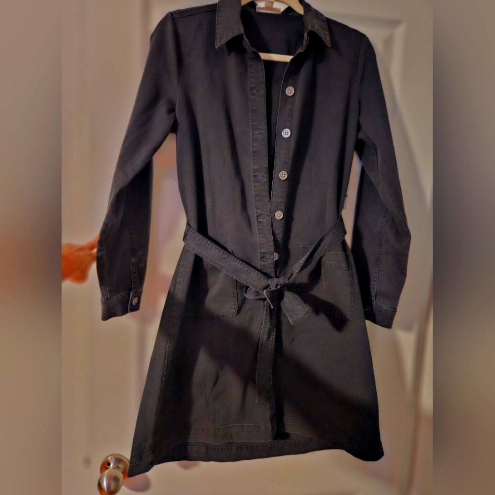 Belted button down shirtdress